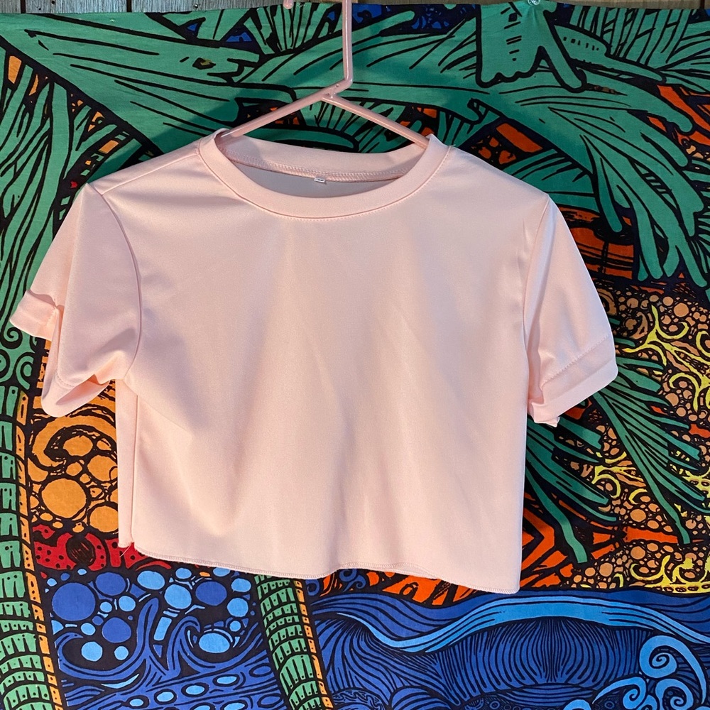 Pink crop top & shorts set